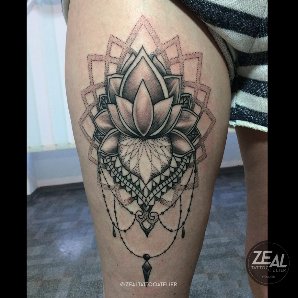 mandala tattoo, lotus tattoo