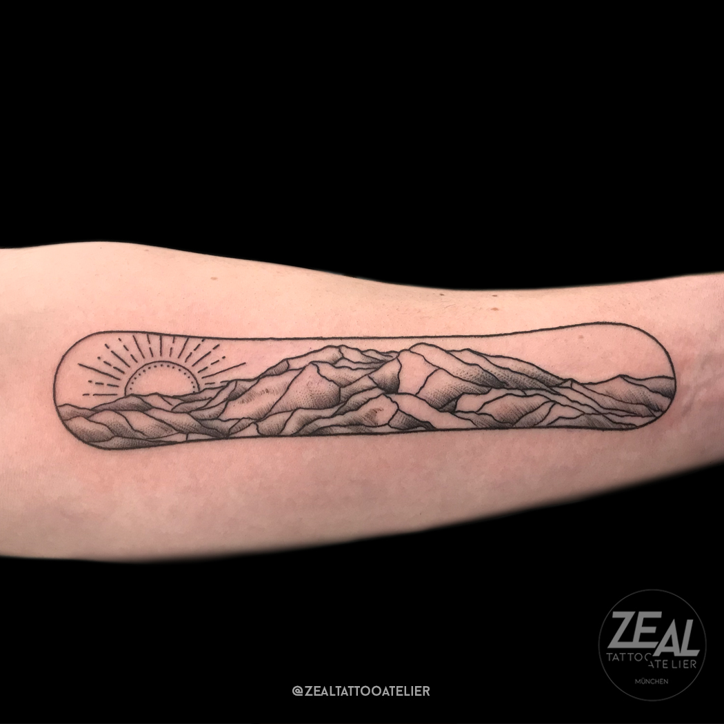 Snowboarder Tattoo, Mountain Tattoo